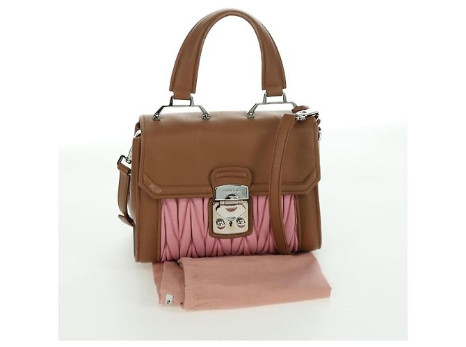 Borsa Miu Miu Matelassé in pelle 2 in 1 rosa argento Auth 172533M - vista 30