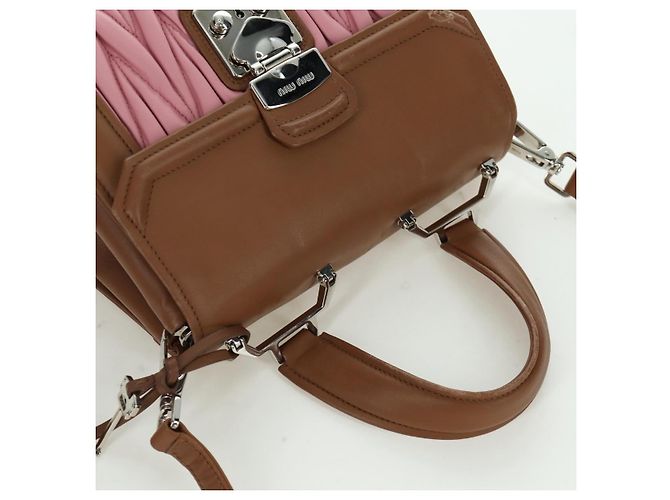 Borsa Miu Miu Matelassé in pelle 2 in 1 rosa argento Auth 172533M - vista 6