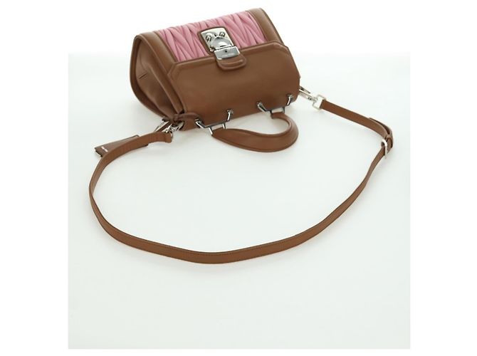 Borsa Miu Miu Matelassé in pelle 2 in 1 rosa argento Auth 172533M - vista 9
