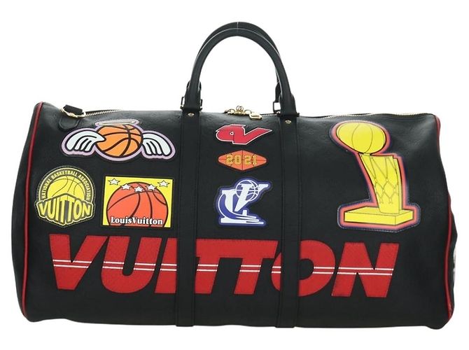 LOUIS VUITTON LV X NBA Keepall Bandouliere 55 Borsa Nera M58516 LV Auth 166944SM Nero Monogramma - vista 13