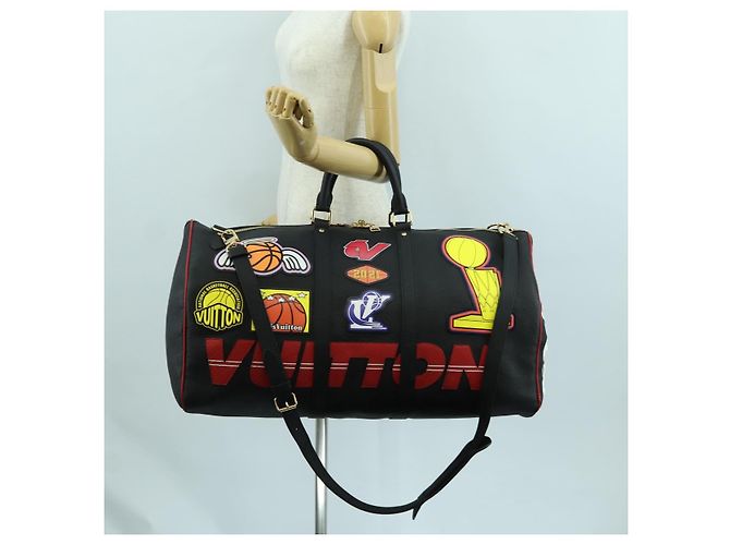 LOUIS VUITTON LV X NBA Keepall Bandouliere 55 Borsa Nera M58516 LV Auth 166944SM Nero Monogramma - vista 40