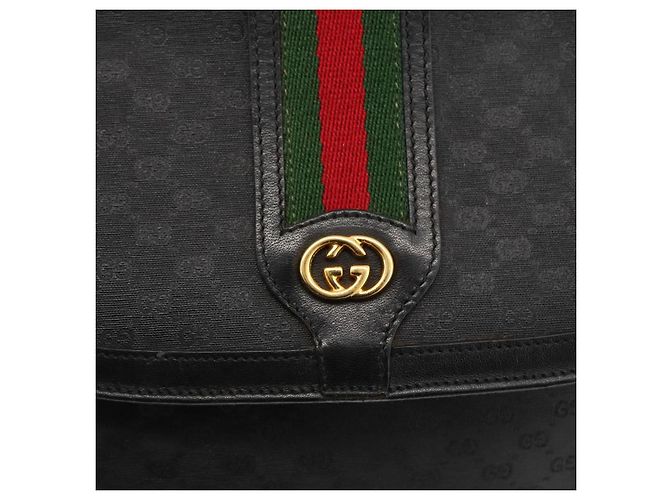 Borsa Sherry Line in PVC nero Micro GG Supreme Web di GUCCI 001 115 0914 Auth ARZ351 D'oro - vista 14