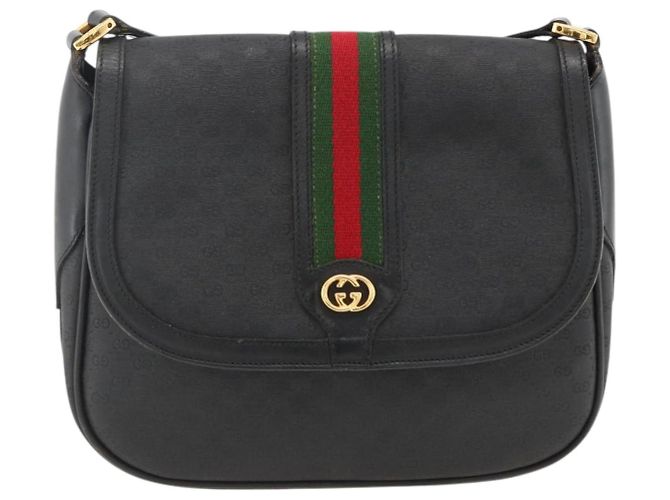 Borsa Sherry Line in PVC nero Micro GG Supreme Web di GUCCI 001 115 0914 Auth ARZ351 D'oro - vista 2