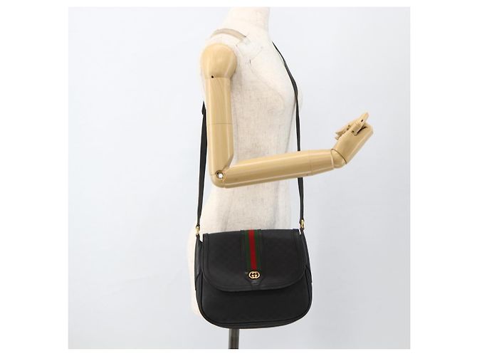 Borsa Sherry Line in PVC nero Micro GG Supreme Web di GUCCI 001 115 0914 Auth ARZ351 D'oro - vista 23