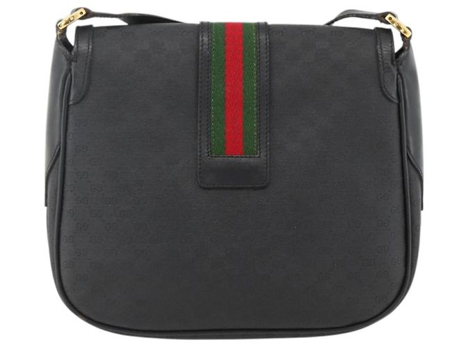 Borsa Sherry Line in PVC nero Micro GG Supreme Web di GUCCI 001 115 0914 Auth ARZ351 D'oro - vista 3