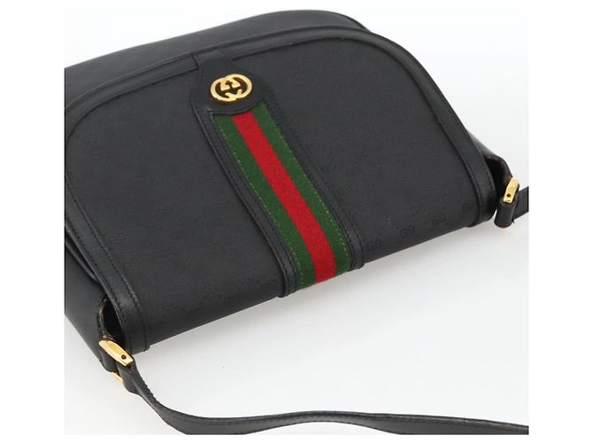 Borsa Sherry Line in PVC nero Micro GG Supreme Web di GUCCI 001 115 0914 Auth ARZ351 D'oro - vista 6