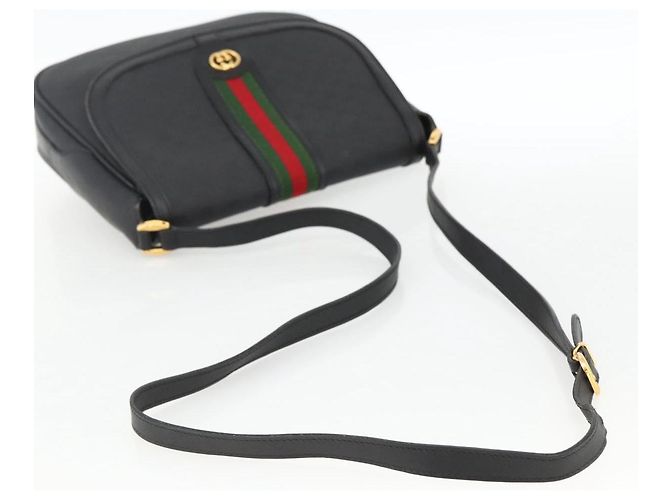 Borsa Sherry Line in PVC nero Micro GG Supreme Web di GUCCI 001 115 0914 Auth ARZ351 D'oro - vista 7