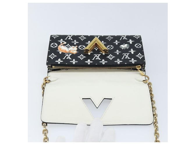 LOUIS VUITTON Catgram Portafoglio Twist Borsa a Catena Nera M63888 LV Auth 173312SM Nero Monogramma - vista 10