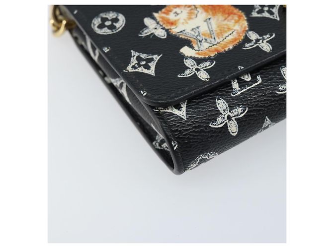 LOUIS VUITTON Catgram Portafoglio Twist Borsa a Catena Nera M63888 LV Auth 173312SM Nero Monogramma - vista 14
