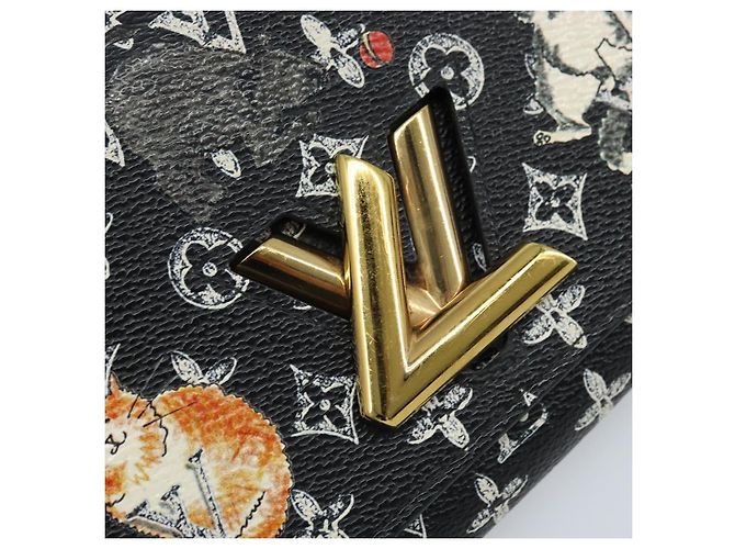 LOUIS VUITTON Catgram Portafoglio Twist Borsa a Catena Nera M63888 LV Auth 173312SM Nero Monogramma - vista 17