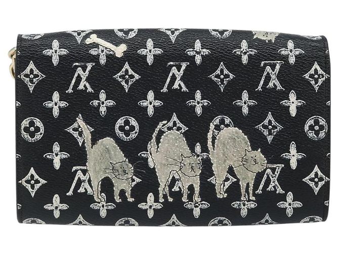 LOUIS VUITTON Catgram Portafoglio Twist Borsa a Catena Nera M63888 LV Auth 173312SM Nero Monogramma - vista 2