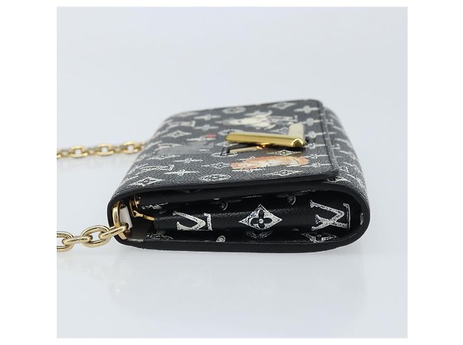 LOUIS VUITTON Catgram Portafoglio Twist Borsa a Catena Nera M63888 LV Auth 173312SM Nero Monogramma - vista 4