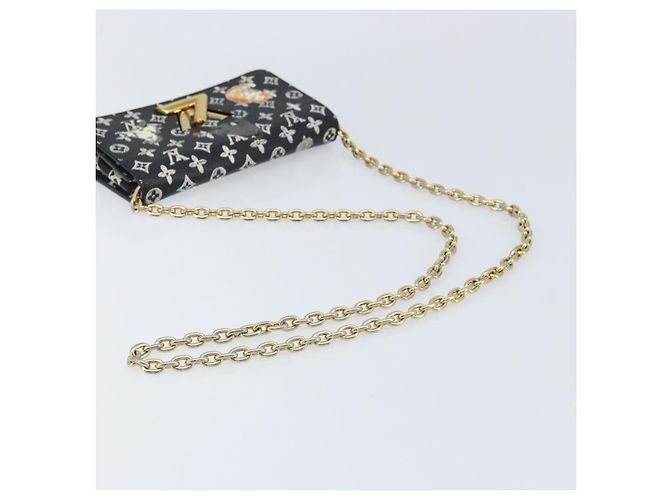 LOUIS VUITTON Catgram Portafoglio Twist Borsa a Catena Nera M63888 LV Auth 173312SM Nero Monogramma - vista 7