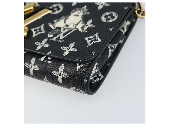 LOUIS VUITTON Catgram Portafoglio Twist Borsa a Catena Nera M63888 LV Auth 173312SM Nero Monogramma - vista 9