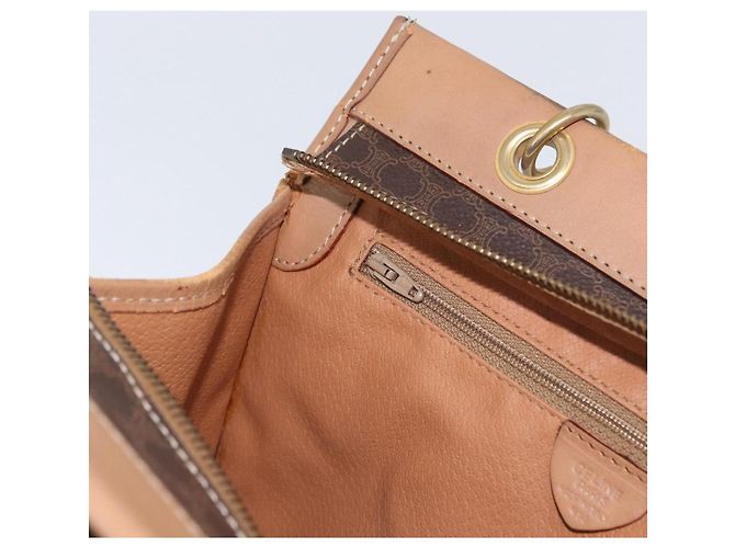 Céline Borsa a mano in tela Macadam CELINE in pelle PVC marrone e oro Auth 172965 D'oro - vista 20