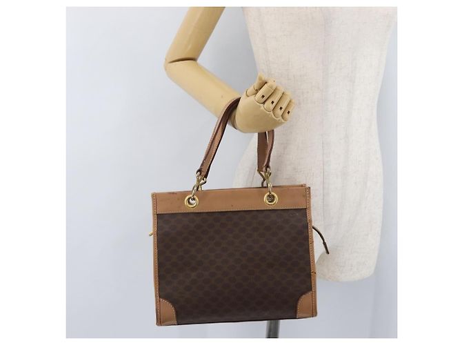 Céline Borsa a mano in tela Macadam CELINE in pelle PVC marrone e oro Auth 172965 D'oro - vista 22