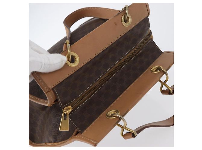 Céline Borsa a mano in tela Macadam CELINE in pelle PVC marrone e oro Auth 172965 D'oro - vista 6