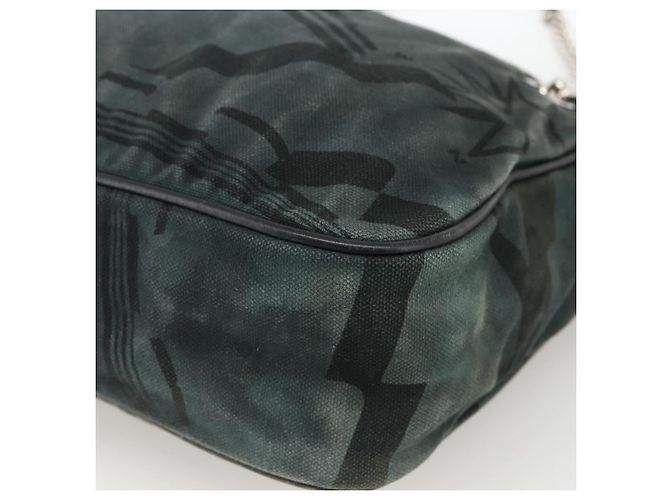 Borsa a Spalla in Tela CHANEL Catena Nera Argento CC Auth bs33649 Nero - vista 10