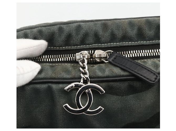 Borsa a Spalla in Tela CHANEL Catena Nera Argento CC Auth bs33649 Nero - vista 14