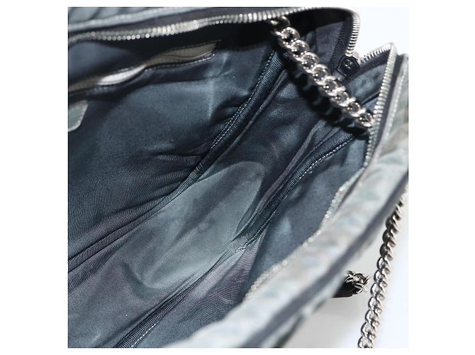 Borsa a Spalla in Tela CHANEL Catena Nera Argento CC Auth bs33649 Nero - vista 17