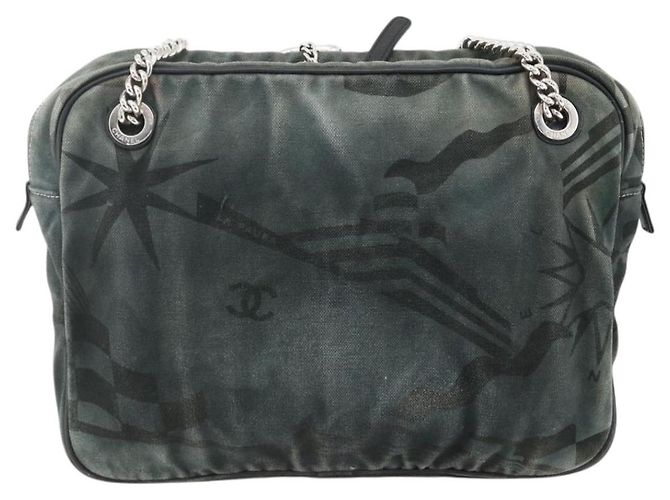 Borsa a Spalla in Tela CHANEL Catena Nera Argento CC Auth bs33649 Nero - vista 3