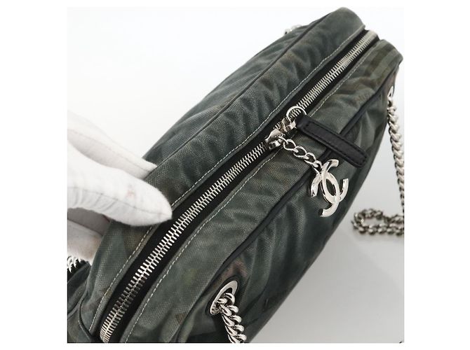 Borsa a Spalla in Tela CHANEL Catena Nera Argento CC Auth bs33649 Nero - vista 6