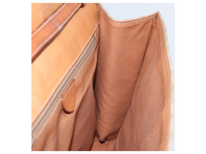 Céline Borsa con logo circolare in tela Macadam CELINE in pelle PVC beige e oro Auth ki6527 D'oro - vista 18