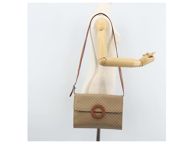 Céline Borsa con logo circolare in tela Macadam CELINE in pelle PVC beige e oro Auth ki6527 D'oro - vista 22