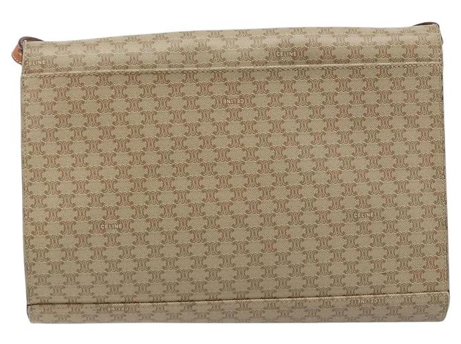Céline Borsa con logo circolare in tela Macadam CELINE in pelle PVC beige e oro Auth ki6527 D'oro - vista 3