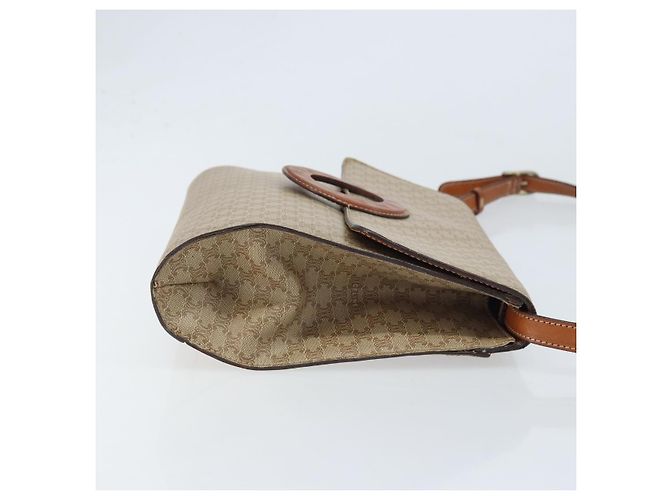 Céline Borsa con logo circolare in tela Macadam CELINE in pelle PVC beige e oro Auth ki6527 D'oro - vista 4