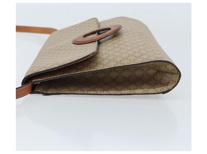 Céline Borsa con logo circolare in tela Macadam CELINE in pelle PVC beige e oro Auth ki6527 D'oro - vista 5