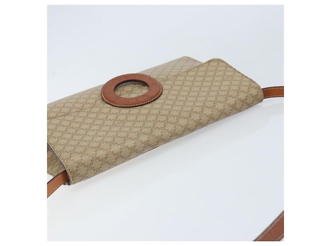 Céline Borsa con logo circolare in tela Macadam CELINE in pelle PVC beige e oro Auth ki6527 D'oro - vista 6
