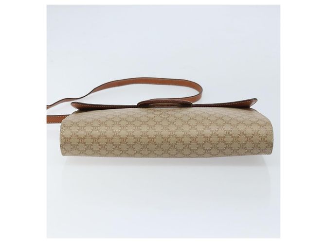 Céline Borsa con logo circolare in tela Macadam CELINE in pelle PVC beige e oro Auth ki6527 D'oro - vista 9