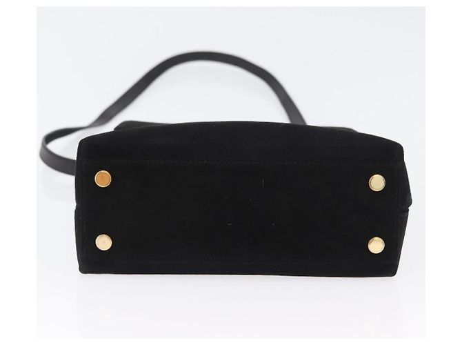 Borsa a mano Gancini in suede Salvatore Ferragamo 2 in 1 Nero Oro Auth 173432 - vista 11