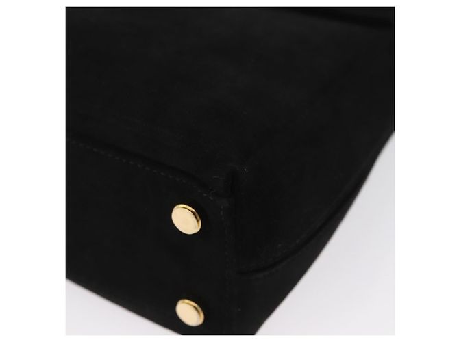 Borsa a mano Gancini in suede Salvatore Ferragamo 2 in 1 Nero Oro Auth 173432 - vista 13