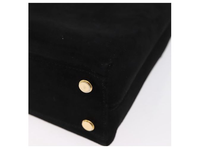 Borsa a mano Gancini in suede Salvatore Ferragamo 2 in 1 Nero Oro Auth 173432 - vista 15