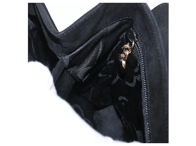 Borsa a mano Gancini in suede Salvatore Ferragamo 2 in 1 Nero Oro Auth 173432 - vista 24