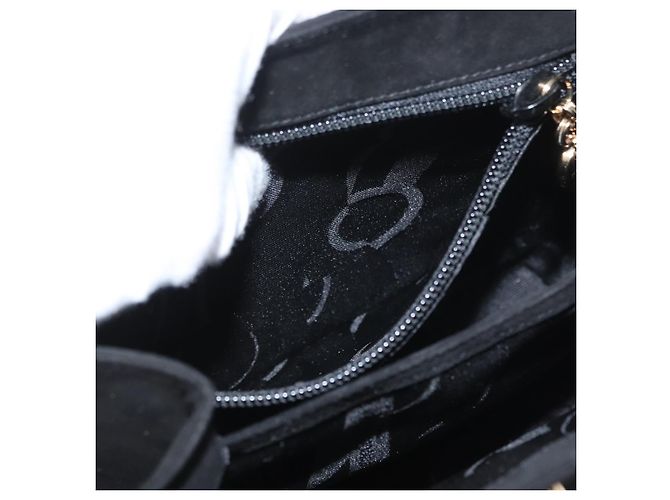 Borsa a mano Gancini in suede Salvatore Ferragamo 2 in 1 Nero Oro Auth 173432 - vista 26