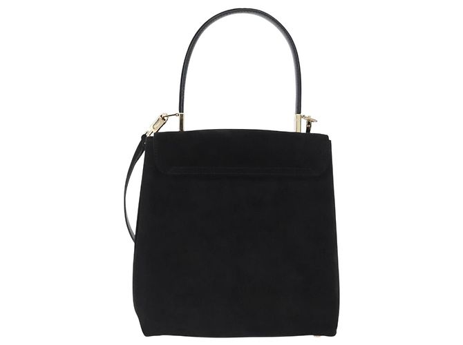 Borsa a mano Gancini in suede Salvatore Ferragamo 2 in 1 Nero Oro Auth 173432 - vista 3