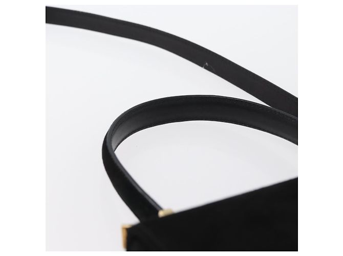 Borsa a mano Gancini in suede Salvatore Ferragamo 2 in 1 Nero Oro Auth 173432 - vista 8