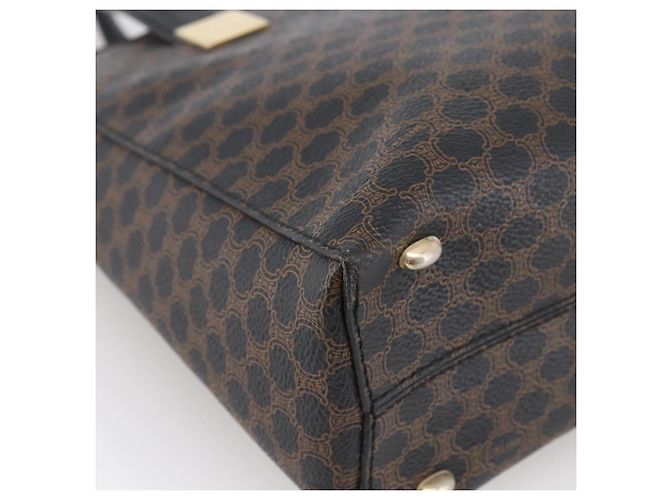 Céline Borsa a mano in tela Macadam CELINE in pelle PVC nera e oro Auth LNZ528 Nero D'oro - vista 11