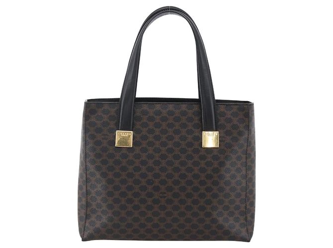 Céline Borsa a mano in tela Macadam CELINE in pelle PVC nera e oro Auth LNZ528 Nero D'oro - vista 3