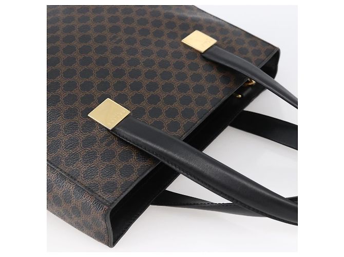 Céline Borsa a mano in tela Macadam CELINE in pelle PVC nera e oro Auth LNZ528 Nero D'oro - vista 6