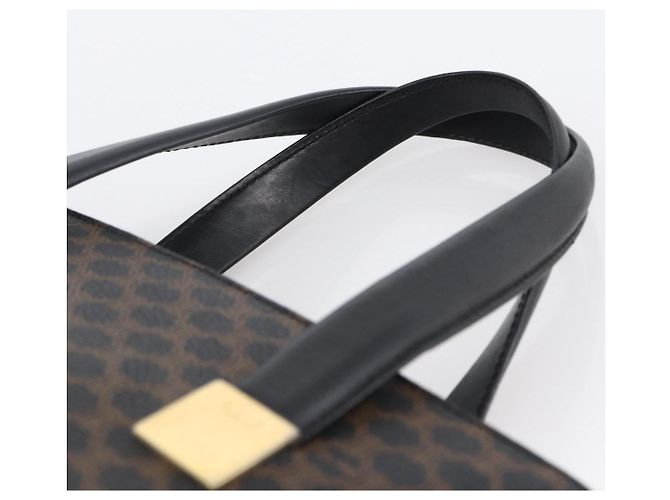Céline Borsa a mano in tela Macadam CELINE in pelle PVC nera e oro Auth LNZ528 Nero D'oro - vista 8