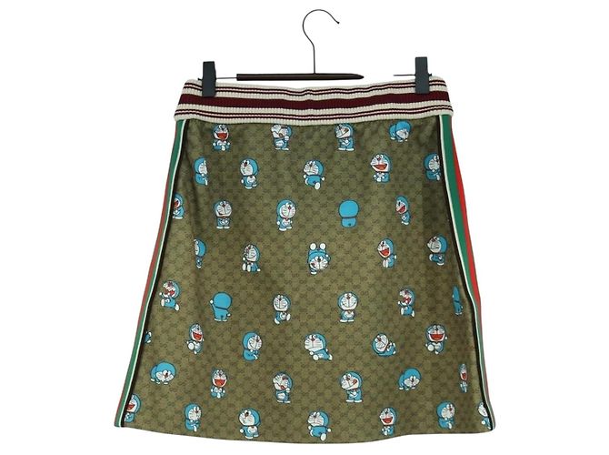 Gucci FALDA DORAEMON MICRO GG DORAEMON DE ALGODÓN MARRÓN AUTÉNTICA 166962SM Castaño - vista 2