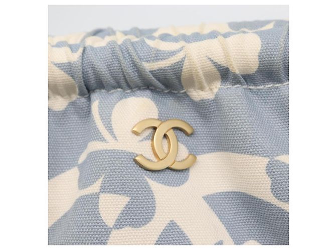 CHANEL Ketten-Schultertasche Canvas Hellblau gold CC Auth 173315SAV Golden - Ansicht 14