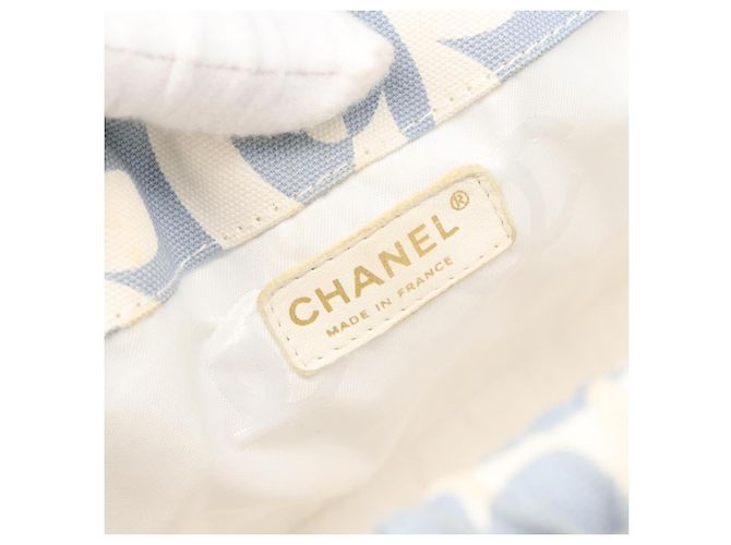 CHANEL Ketten-Schultertasche Canvas Hellblau gold CC Auth 173315SAV Golden - Ansicht 15