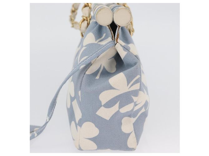 CHANEL Ketten-Schultertasche Canvas Hellblau gold CC Auth 173315SAV Golden - Ansicht 4