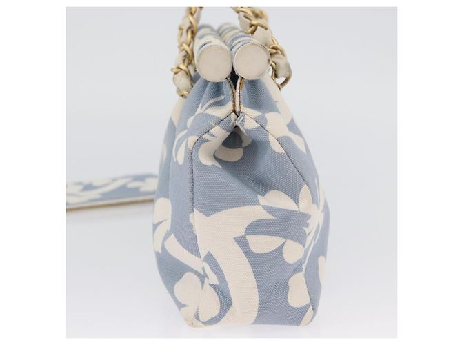 CHANEL Ketten-Schultertasche Canvas Hellblau gold CC Auth 173315SAV Golden - Ansicht 5