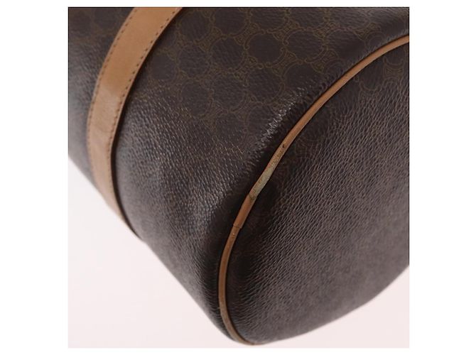 Céline Bolso de mano de lona Macadam CELINE en cuero PVC marrón dorado Auth 171455V Castaño - vista 11